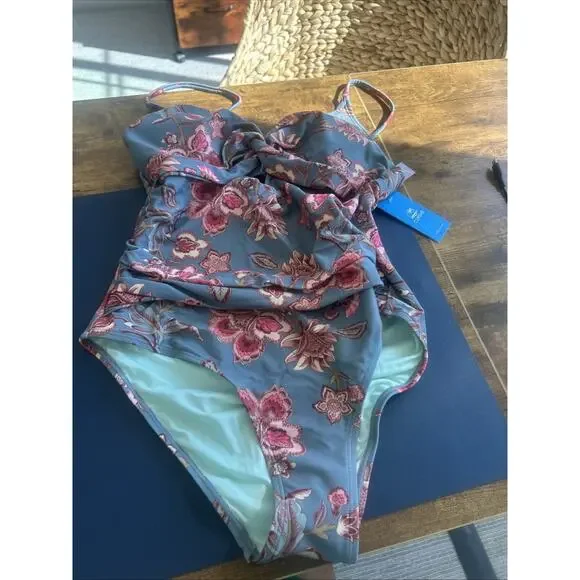 Cupshe Women's One Piece Swimsuit Tummy Control V Neck Bathing Suit Size Medium - Picture 7 of 16